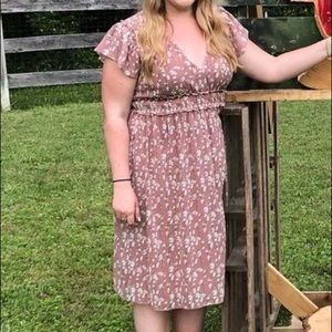 midi length pink floral dress